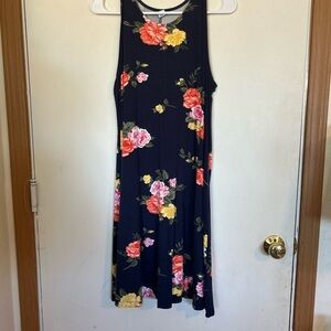 Old Navy Sleeveless Jersey Swing Dress Medium Navy And Floral